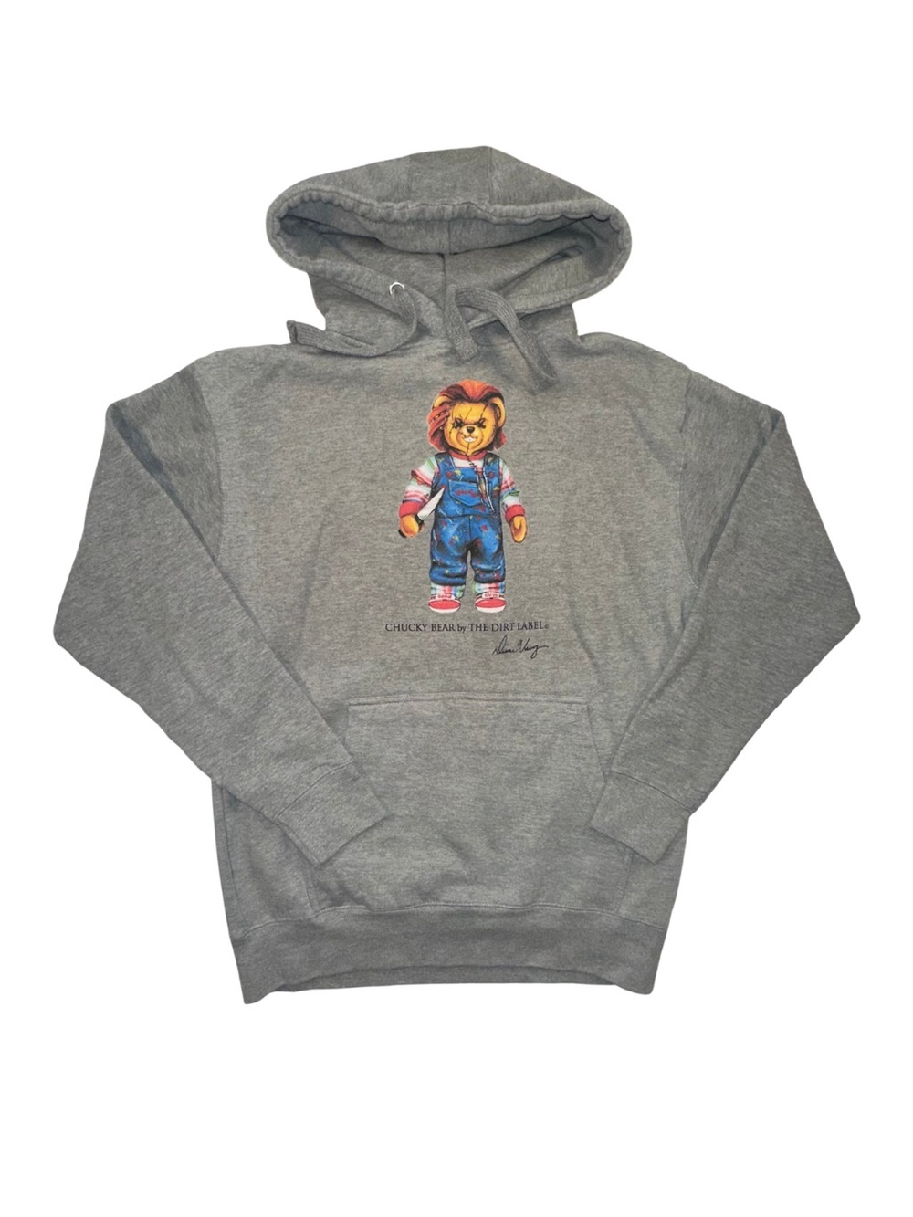 The Dirt Label Chucky Bear Hoodie Men’s M Gray Horror Graphic USA Made